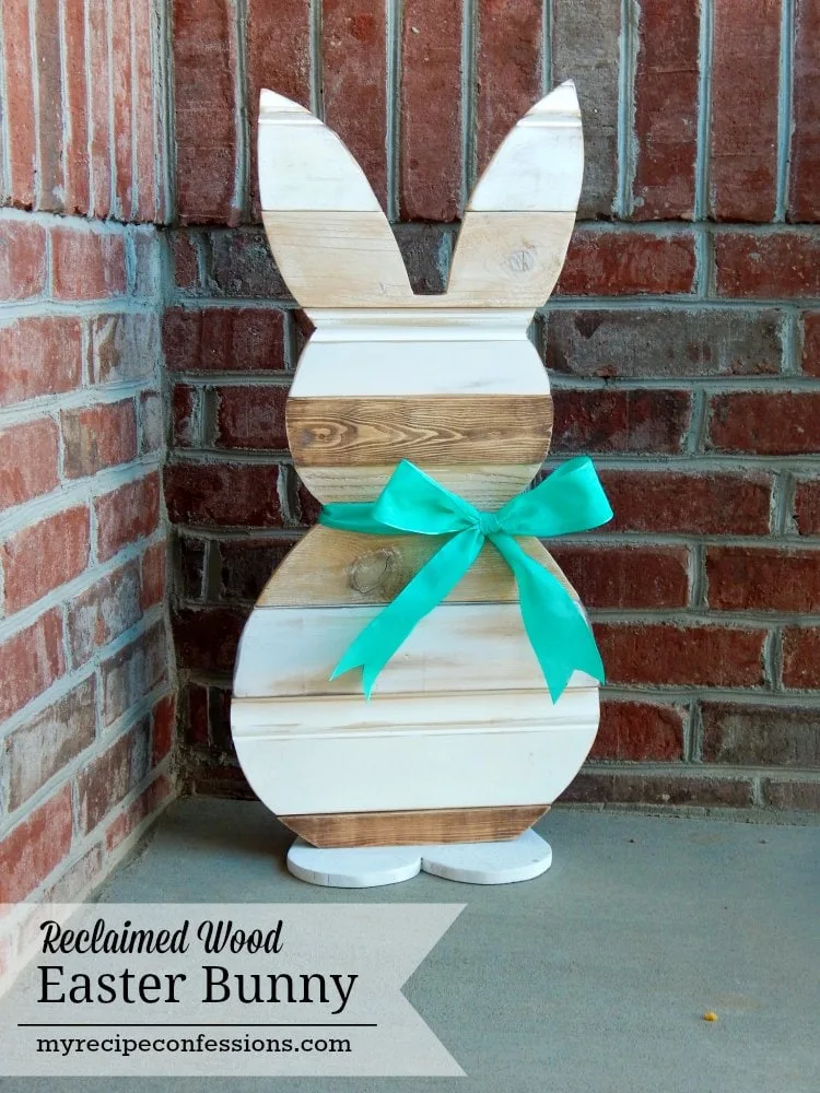diy wooden bunny statue from reclaimed wood