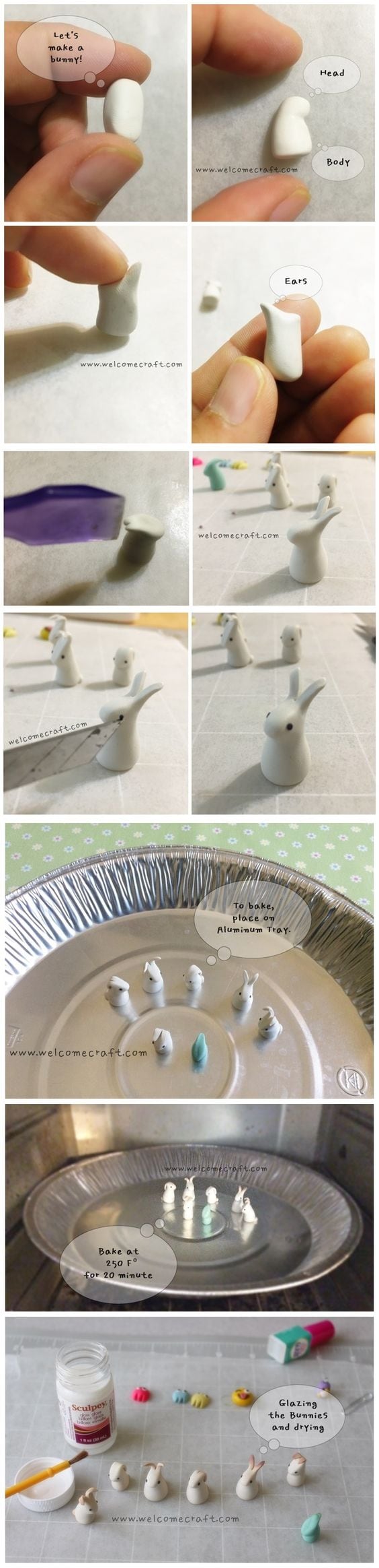 tiny clay bunny tutorial