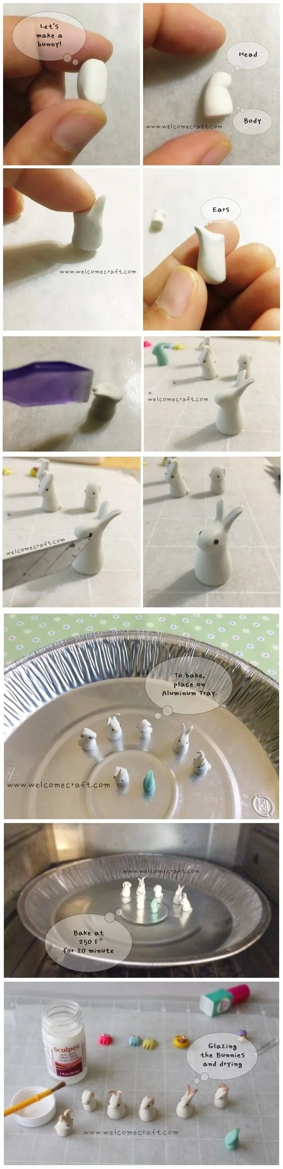 tiny clay bunny tutorial
