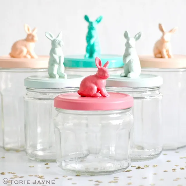 cute diy bunny jar lids from bunny toys