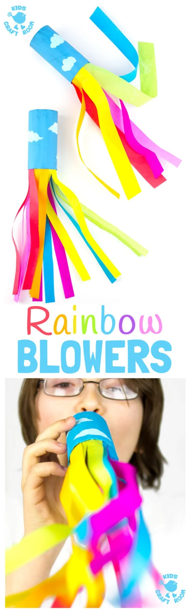 Rainbow party ideas: use these rainbow blowers as a craft or for party favors