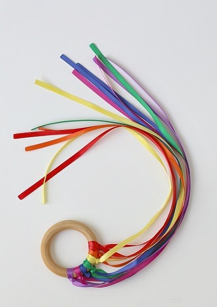 Rainbow Party Ideas, Make easy DIY ribbon streamers for kids to play with and take home