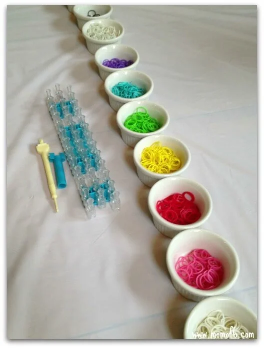 Rainbow Party Ideas, have a rainbow loom making station for kids party