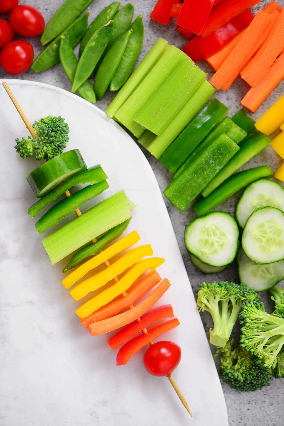 Rainbow Party Ideas: rainbow veggie kabob snack idea