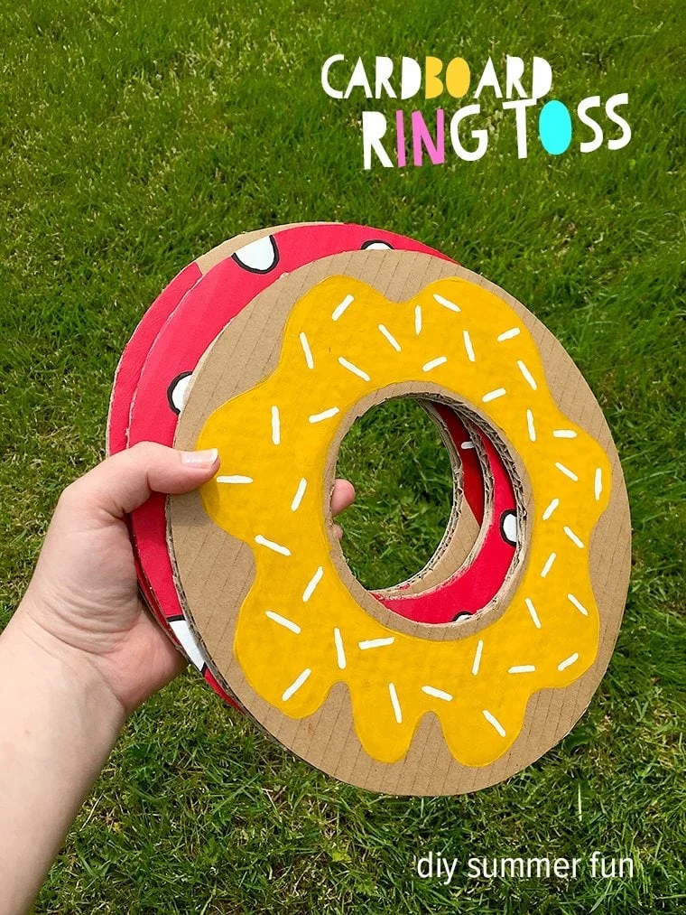 DIY cardboard ring toss game