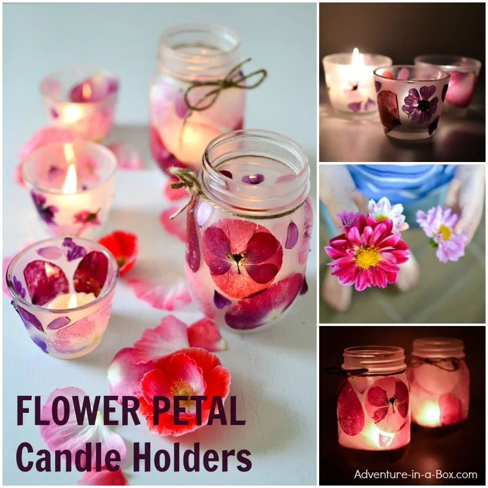 handmade gift idea for Mom: flower petal candle holders.