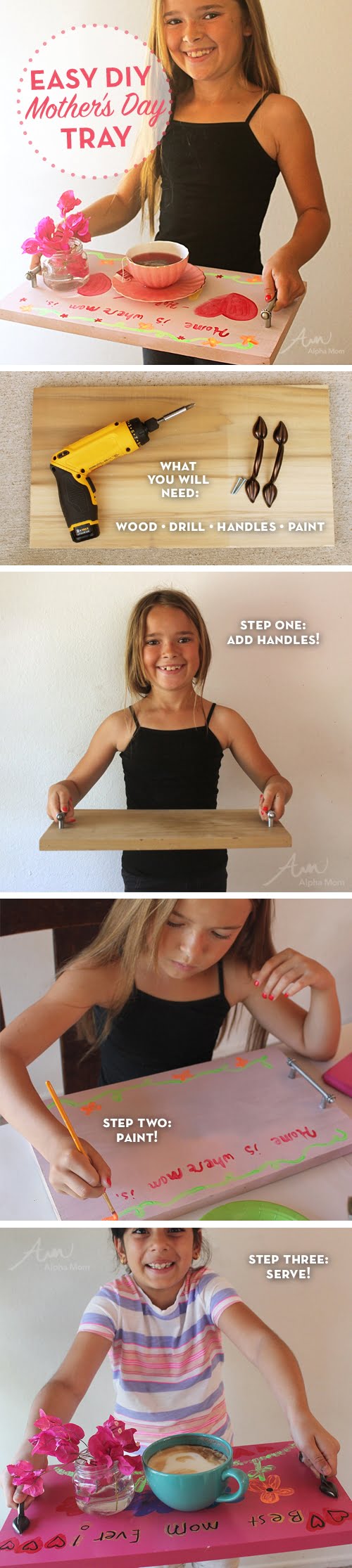 DIY Mother's Day serving tray, Handmade Mother's Day gift ideas. Lots of things to make for Mother's Day. 