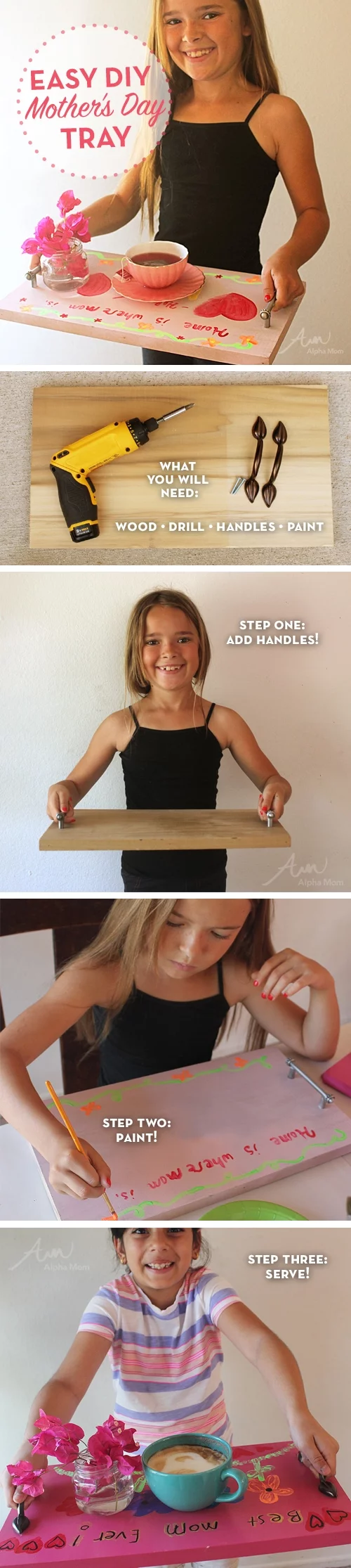 DIY Mother's Day serving tray, Handmade Mother's Day gift ideas. Lots of things to make for Mother's Day.