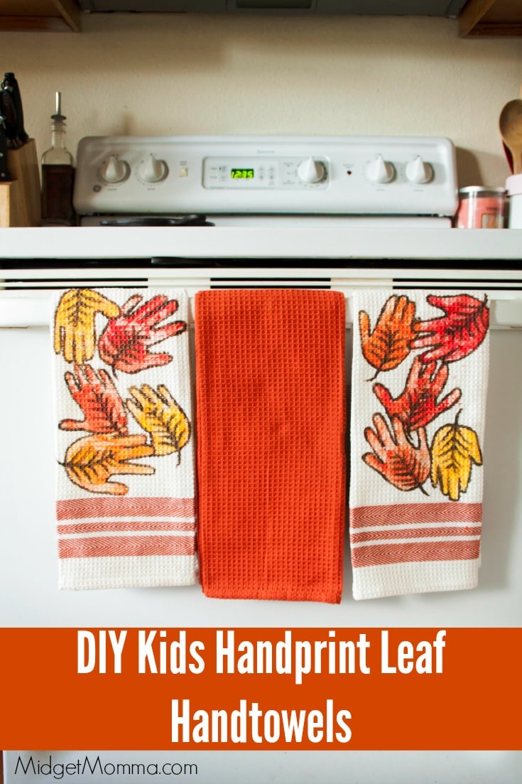 Fall handprint leaves kitchen towel craft