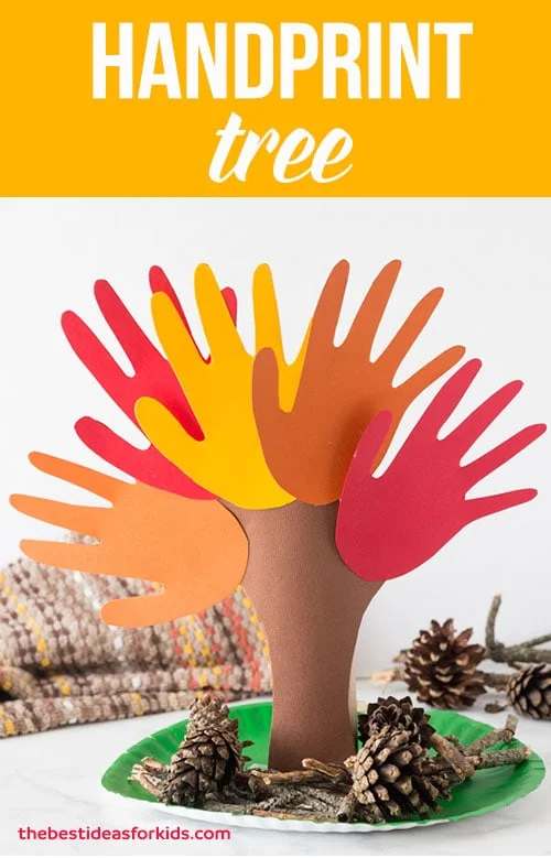 fall handprint tree idea for kids