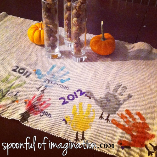 Handprint turkey table runner tradition idea.