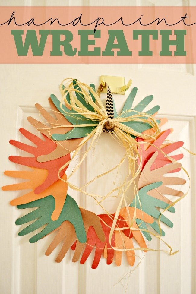 Fall handprint wreath craft for kids