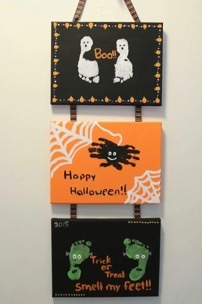 DIY halloween handprint and footprint signs