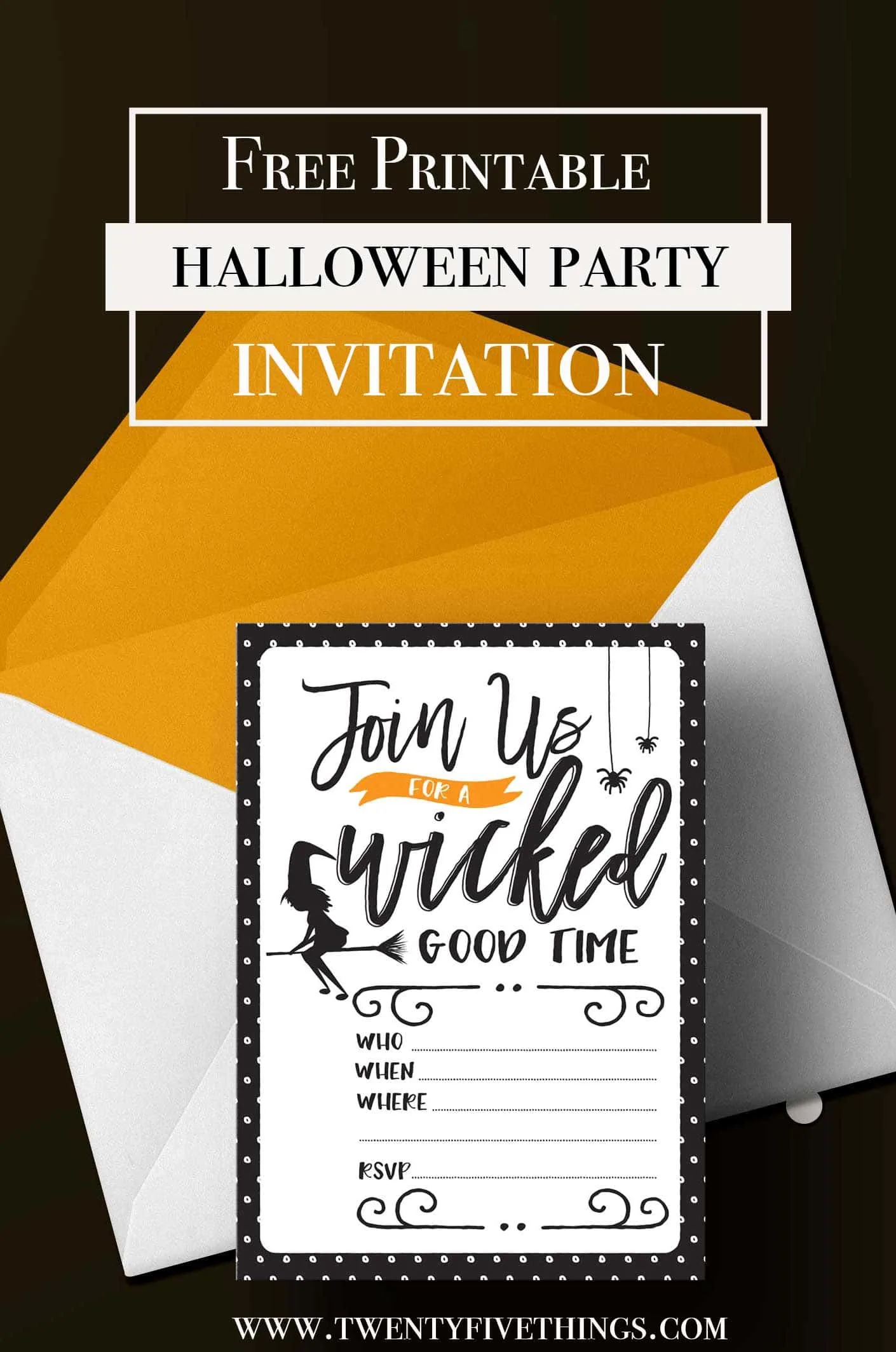 free halloween party printable invitation: Join us for a Wicked Good Time. Download and print this 5X7 Halloween party invitation for free!