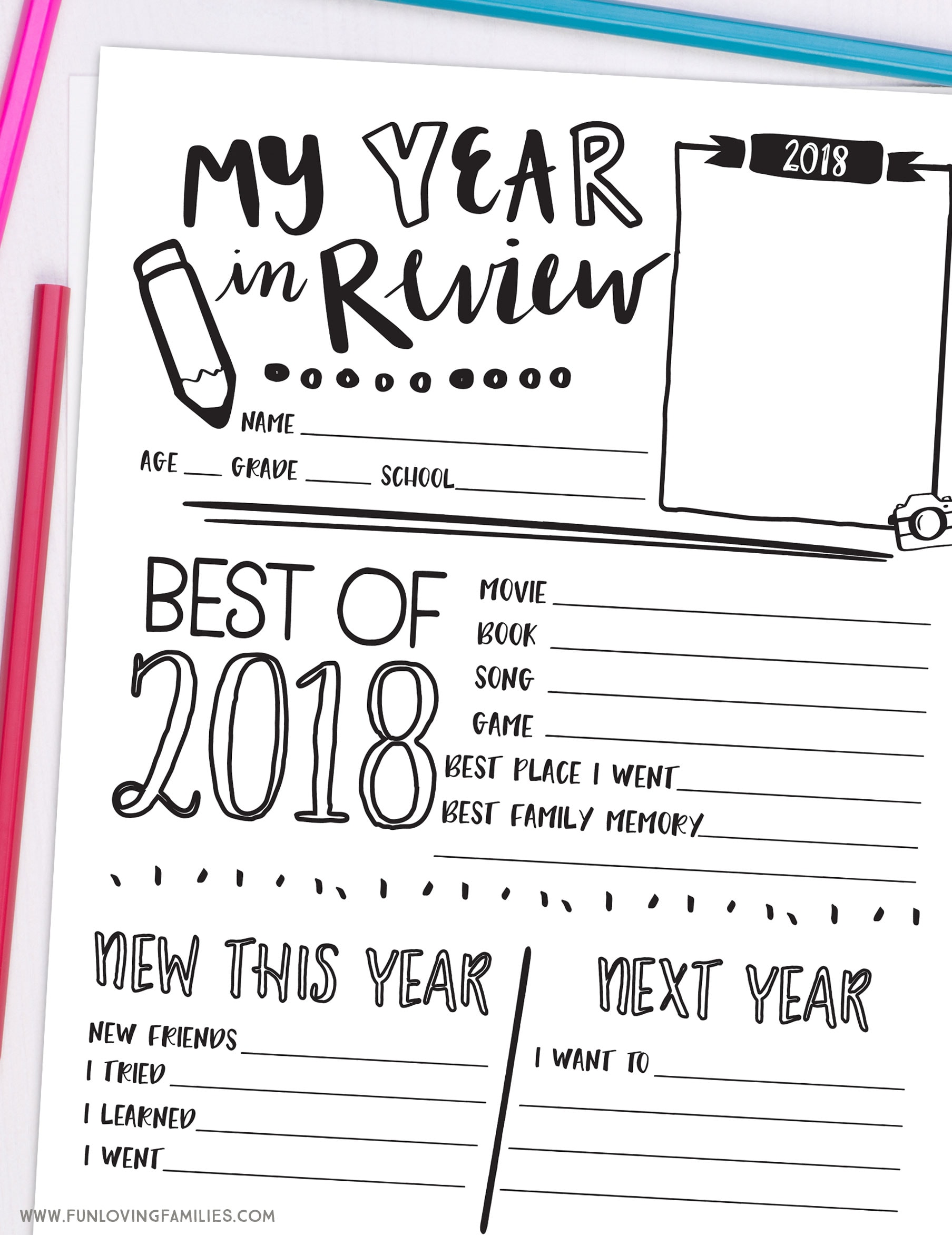 2018 Year in Review Printable for Kids Fun Loving Families