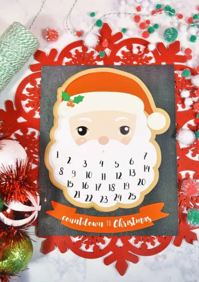 Break out the cotton balls and let the kids fill in Santa's beard with this adorable Christmas countdown calendar. Check out how to get this free printable for Christmas this year. #AdventCalendar #DIYChristmas #ChristmasCountdownIdeas