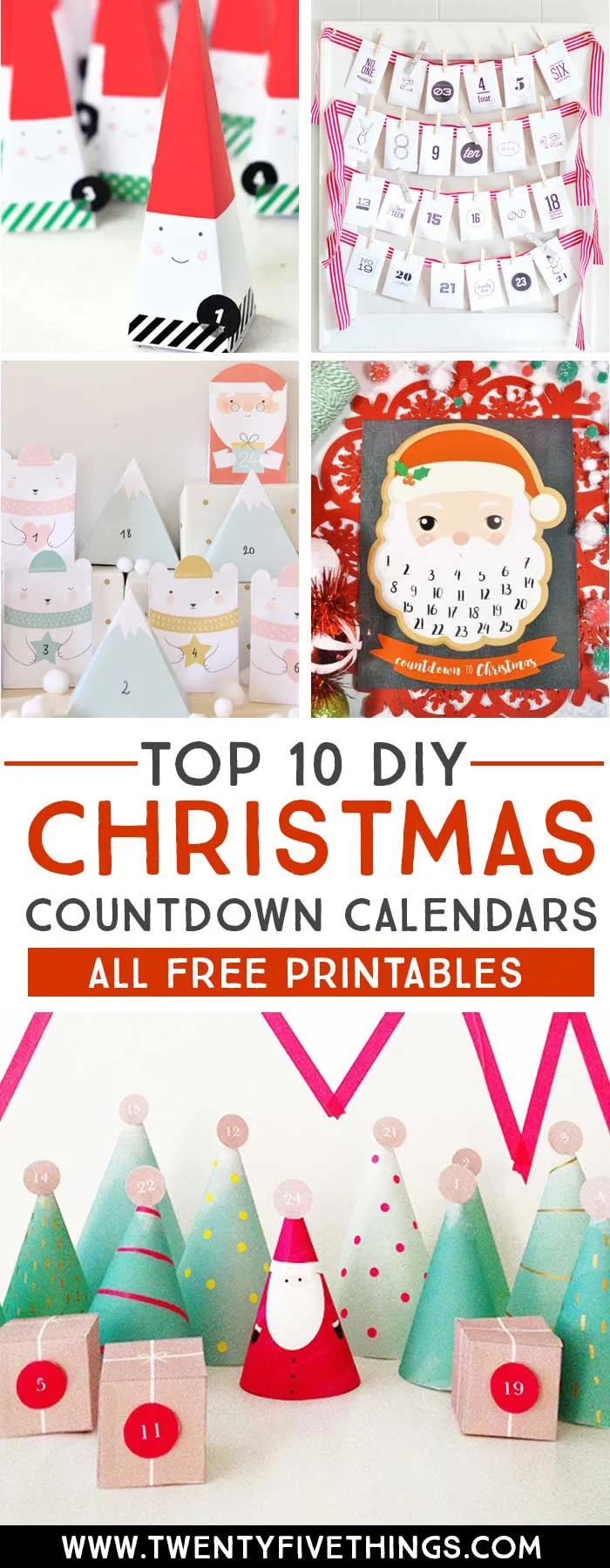 Check out our picks for the top 10 Free printable Christmas countdown advent calendars. All of these are budget friendly and super-easy to create for your own family. Click through to see all 10 DIY printable advent calendar ideas. #ChristmasCountdown #FreePrintables #DIYChristmas #AdventCalendars