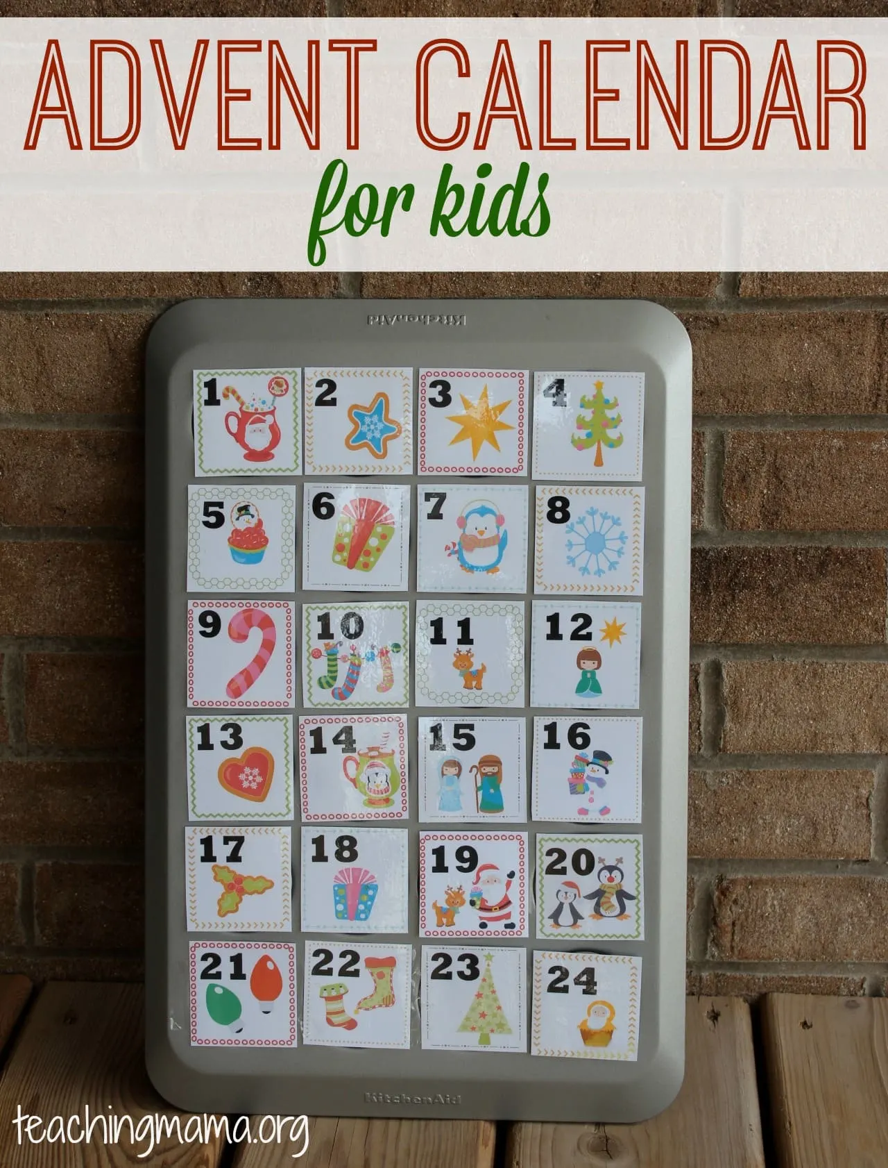 This muffin tin advent calendar is the perfect DIY kid-friendly Christmas countdown. Put little treats or candy in the muffin cups for the kids each day. #AdventCalendar #ChristmasCountdown #FreePrintable