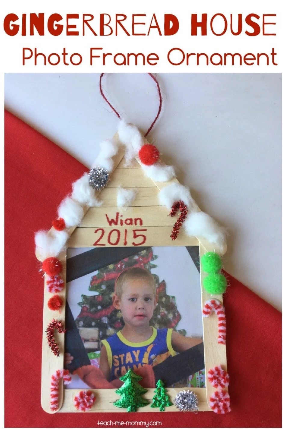 Gingerbread House Photo Frame Popsicle Stick Ornament