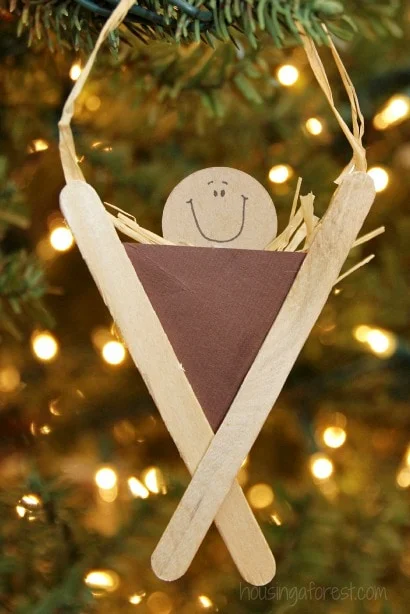 Popsicle Stick Manger Ornament