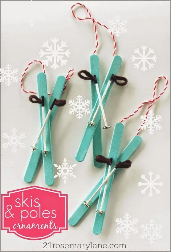 Popsicle Stick Skis Ornaments