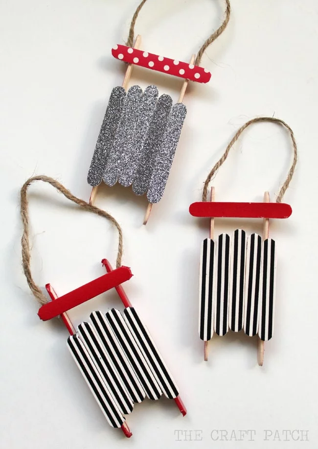 Popsicle Stick Sled Ornament