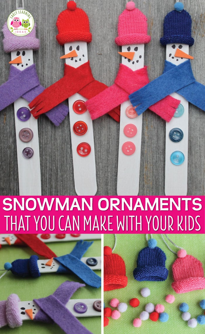 Popsicle Stick Snowman Ornaments