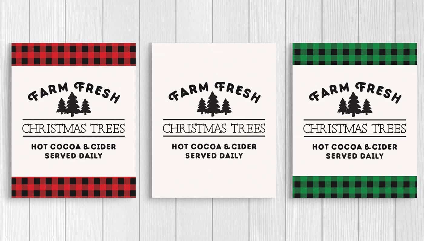 Set of 3 free printable farmhouse printable for Christmas decor