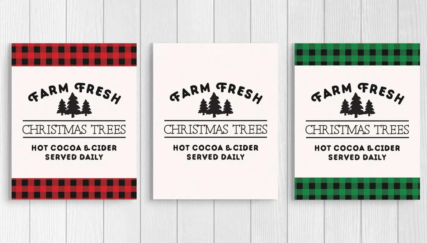 Set of 3 free printable farmhouse printable for Christmas decor