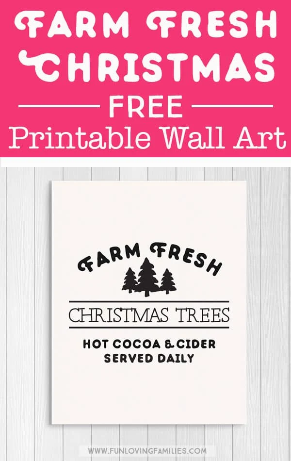 black and white printable Farm Fresh Christmas Trees sign