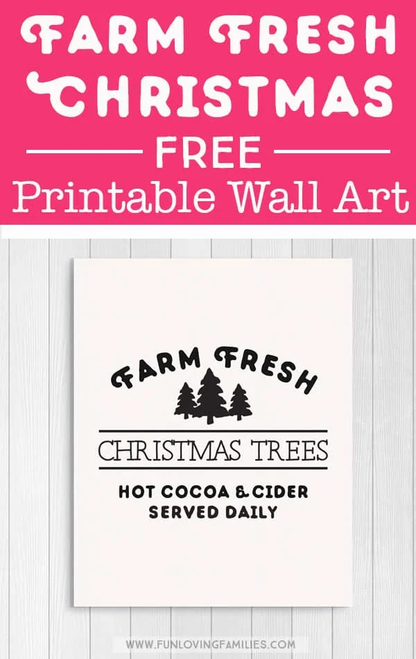 black and white printable Farm Fresh Christmas Trees sign