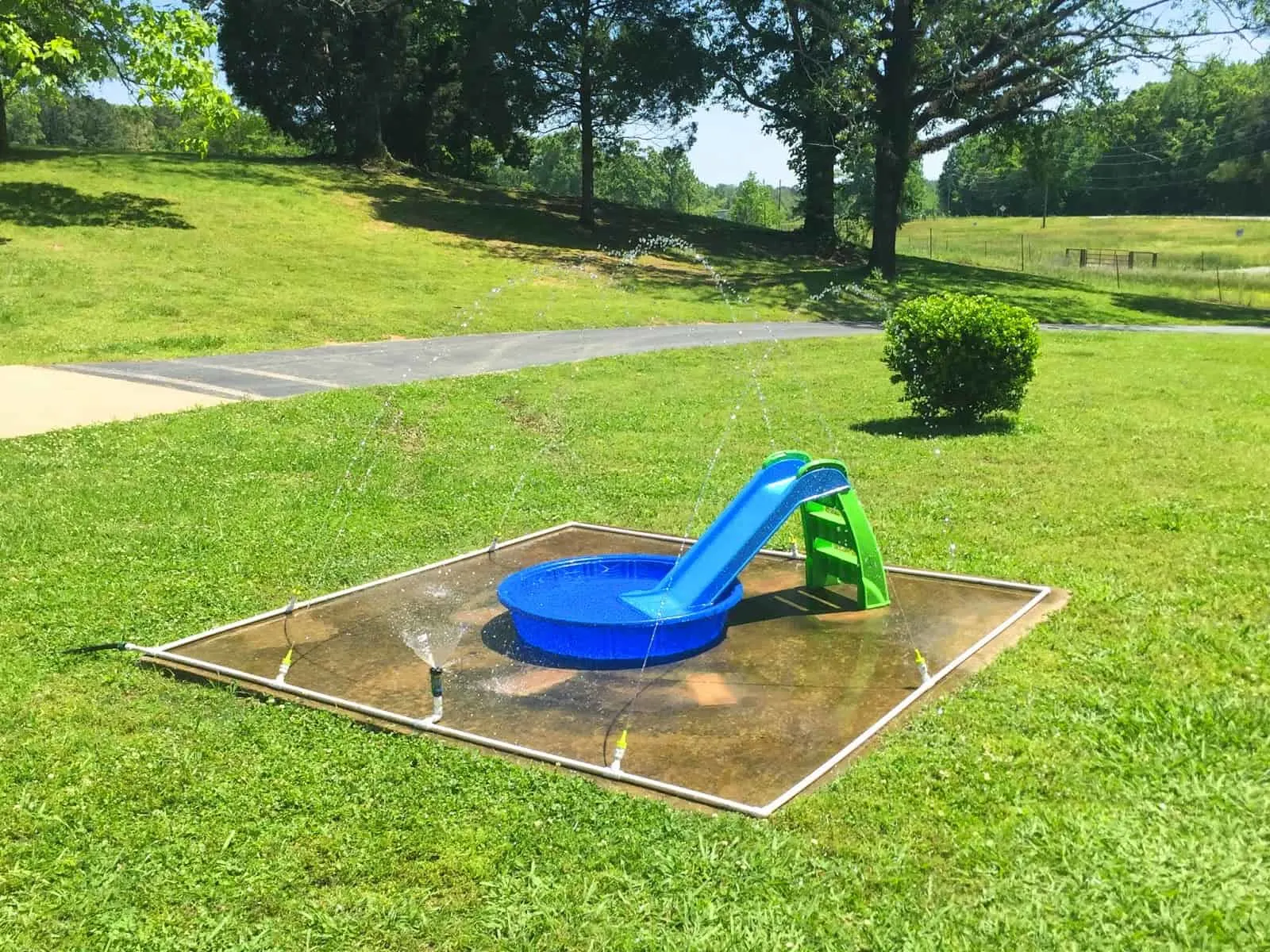 This easy DIY splash pad (via Little White House Blog) is just one of many amazing DIY backyard play areas you can make to keep the kids playing outside longer.