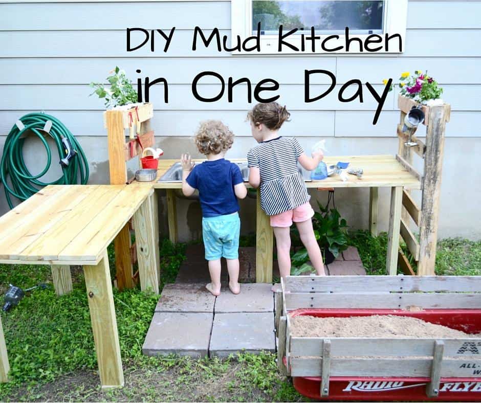 Follow this tutorial for making your own outdoor mud kitchen for kids (via Hands on as We Grow). 