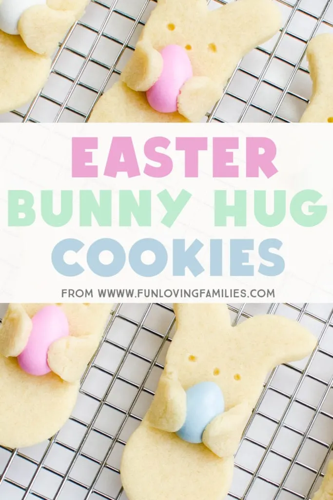 easter cookies bunny shape hugging candy eggs