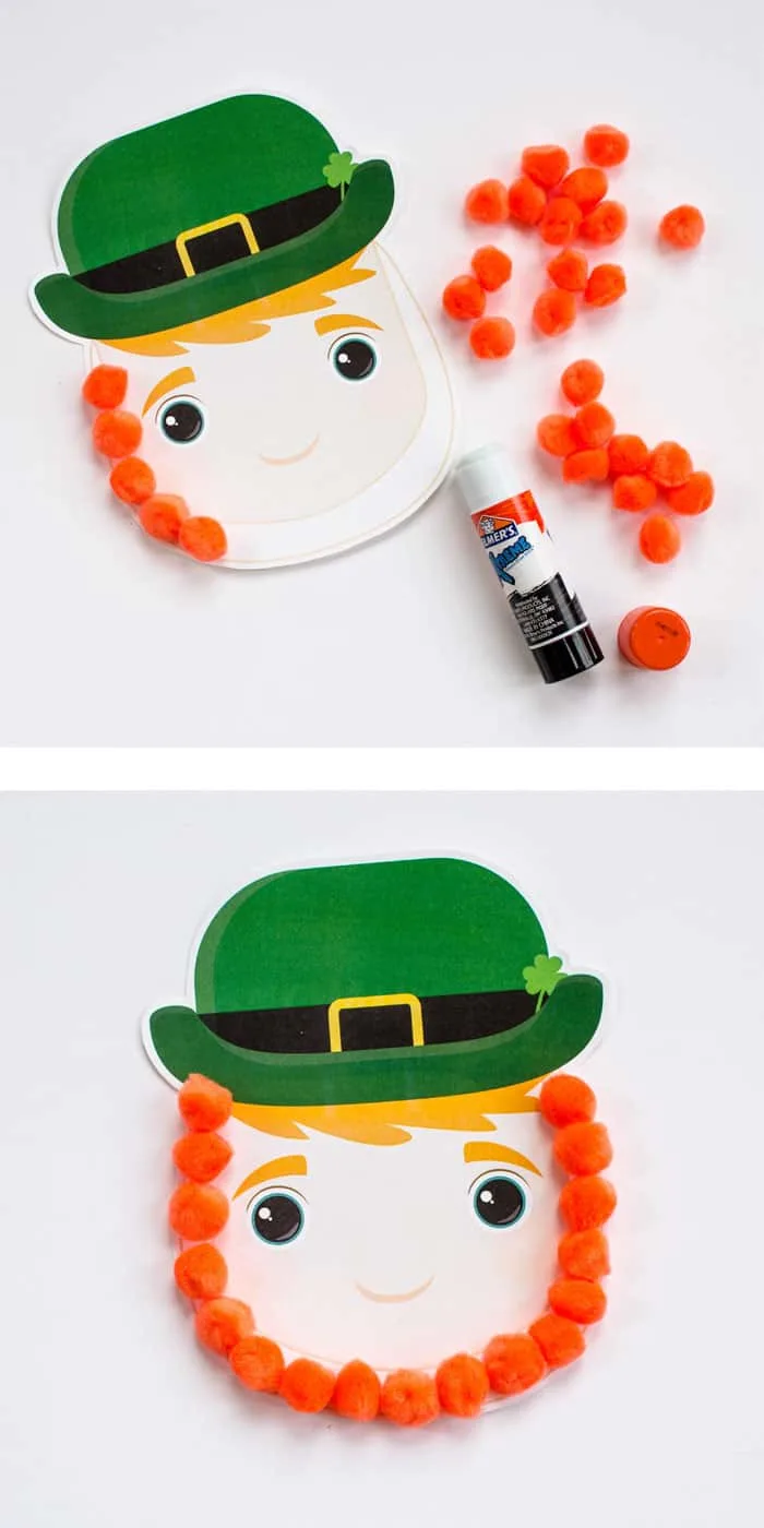 how to make the leprechaun craft using pom poms