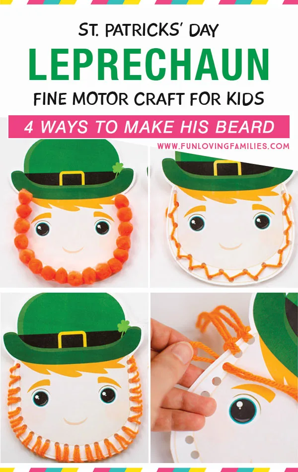 leprechaun craft for kids to practice fine motor skills