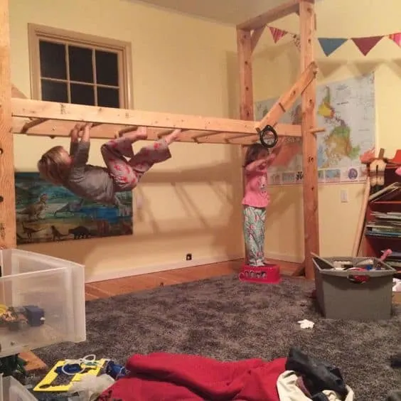 Very cool indoor climbing structure with monkey bars