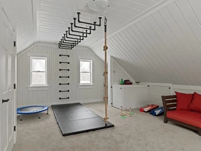 play space with a DIY climbing area for kids from Fine Home Building