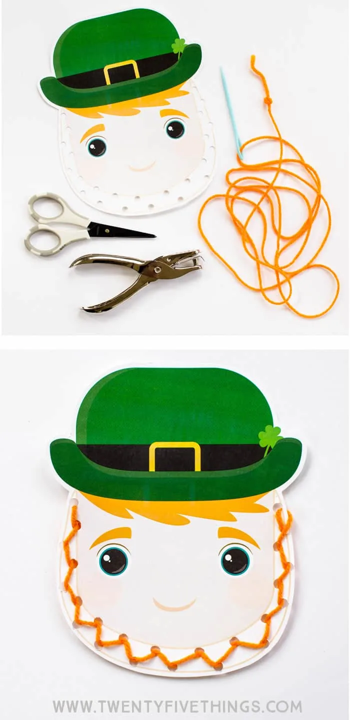 finished leprechaun lacing activity