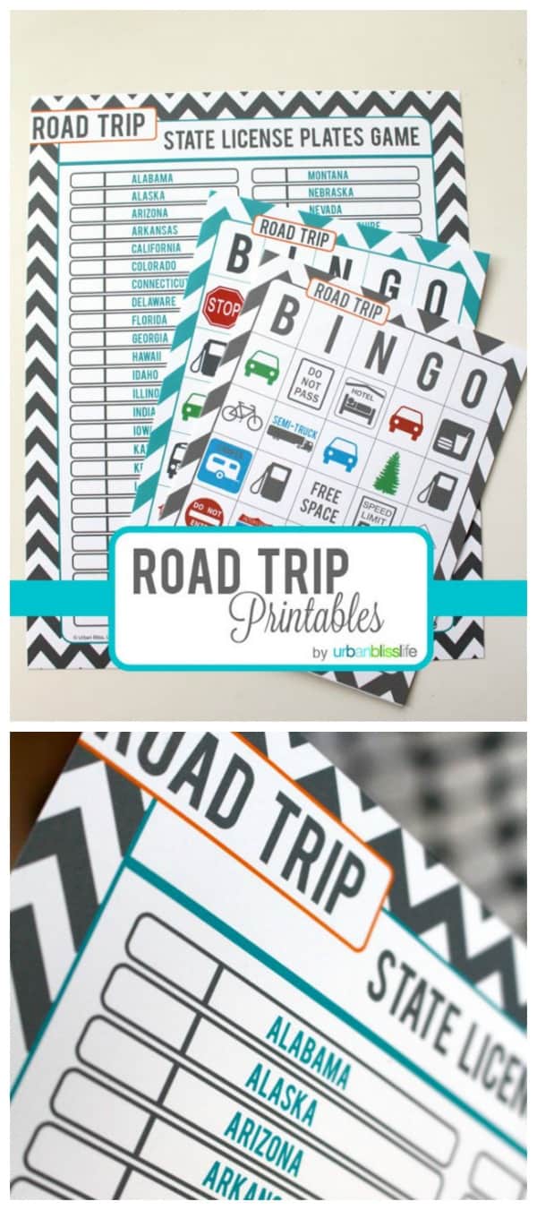 Printable road trip activity set from Urban Bliss Life for Today's Creative Life. Click through for more fun road trip game ideas for kids. 
