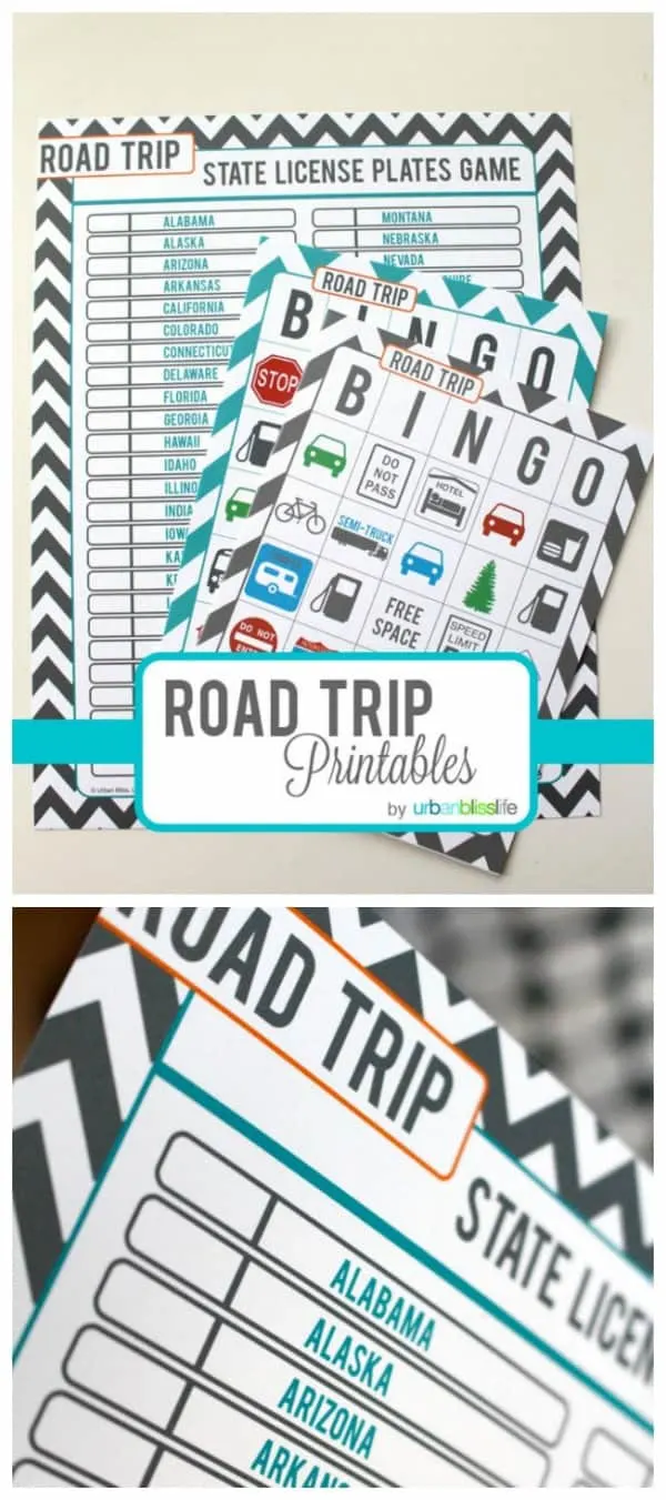 Printable road trip activity set from Urban Bliss Life for Today's Creative Life. Click through for more fun road trip game ideas for kids.