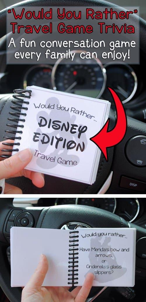 Disney road trip idea: Free printable Would You Rather Travel Game from One She Two She