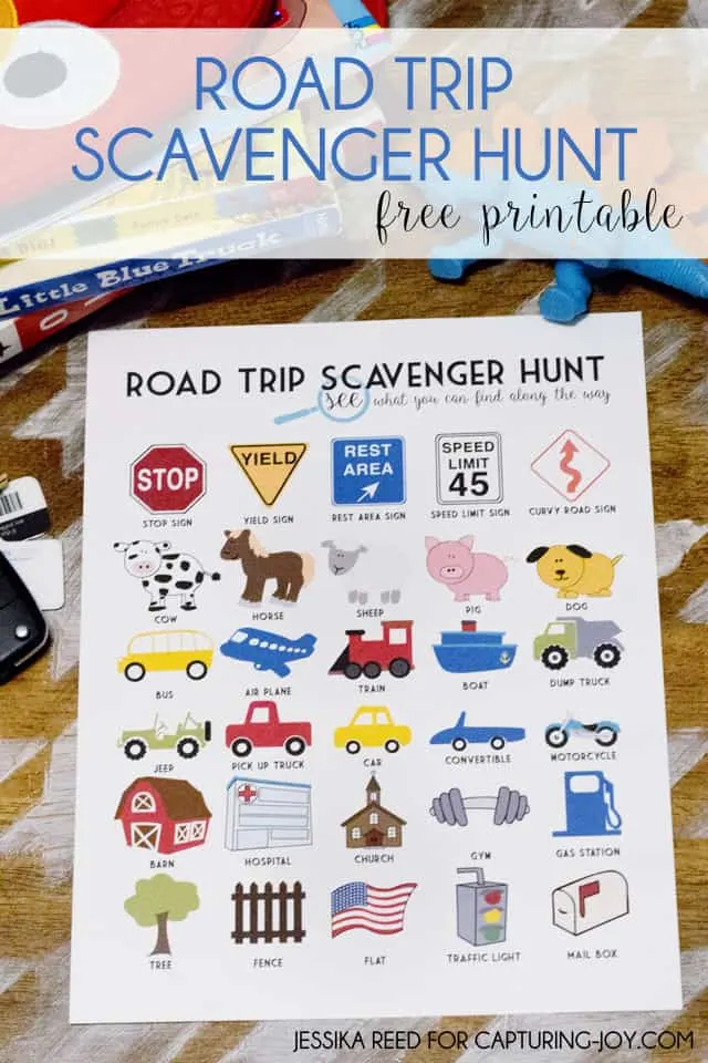 See how to get this free printable road trip scavenger hunt game for little kids.