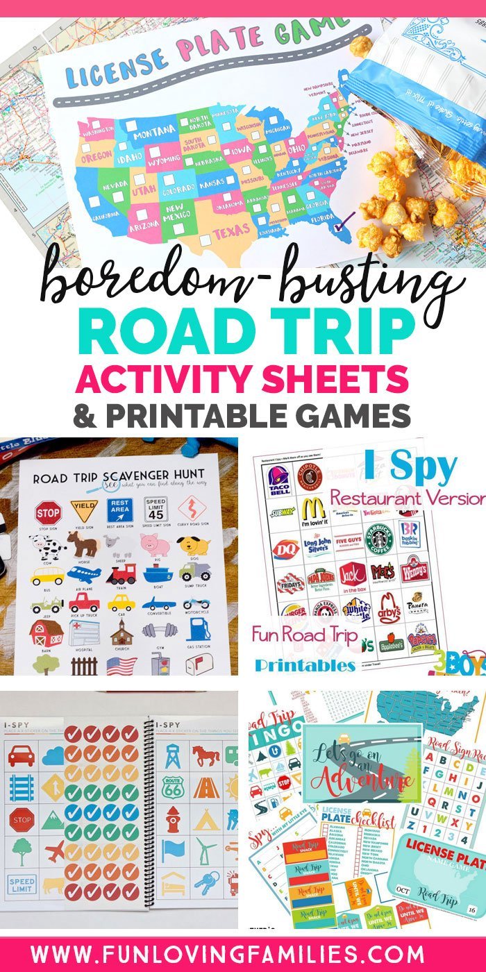 images of road trip activity sheets and printable games for kids
