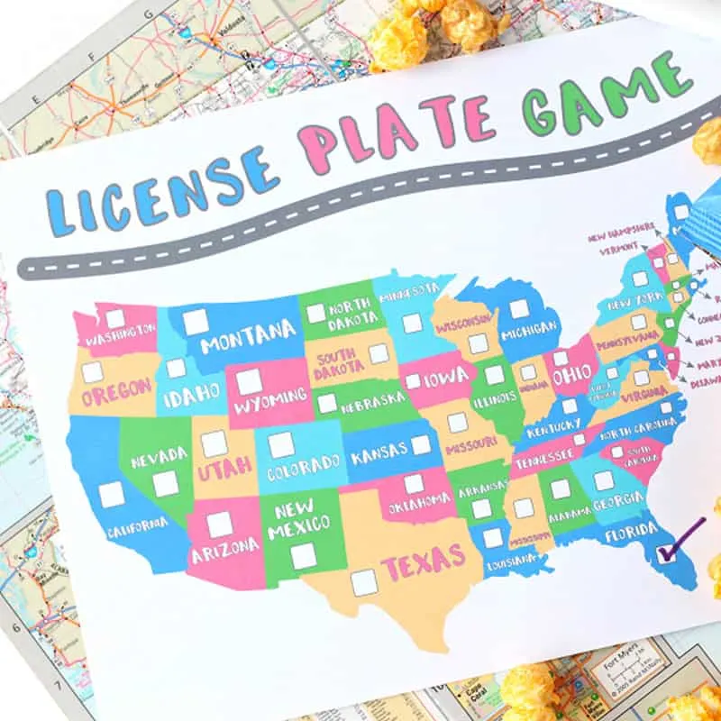 Printable license plate game from Raising Whasians