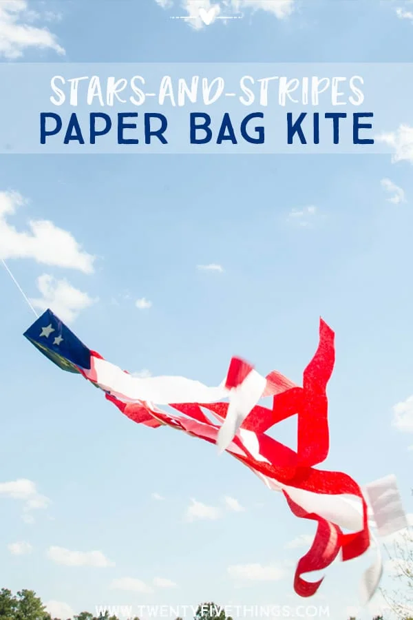 Easy Flag craft for Kids: Have fun with the kids making this red, white, and blue paper bag kite. This is really fun for the kids to make and play with when they're done.
