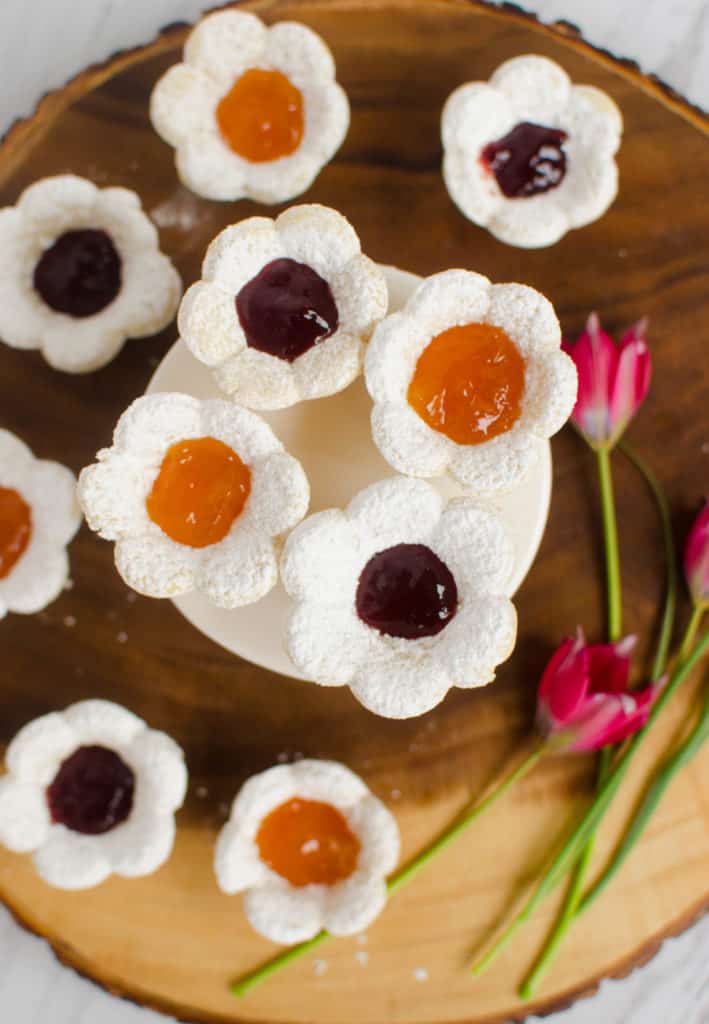 Flower shaped cookies for Mother's Day. Make a pretty treat to add to your Mother's day brunch.