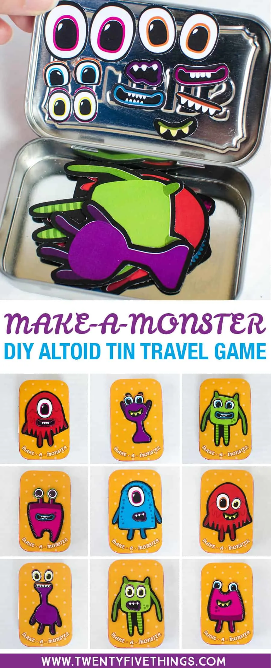 My kids will love playing with this DIY travel tin game on our next road trip. Use the free printable and an Altoid tin to make your own.