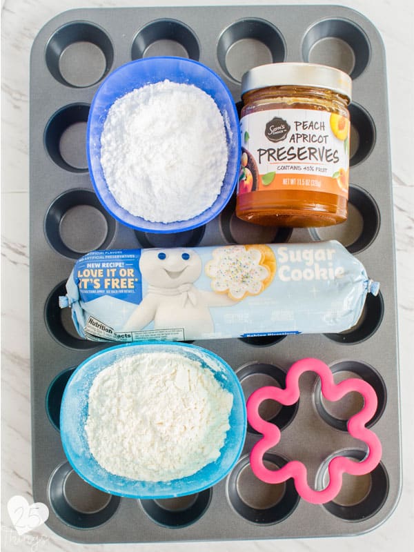 ingredients to make the flower shaped cookies