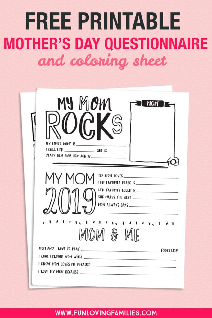 Mother's Day Questionnaire Printable Fun Loving Families